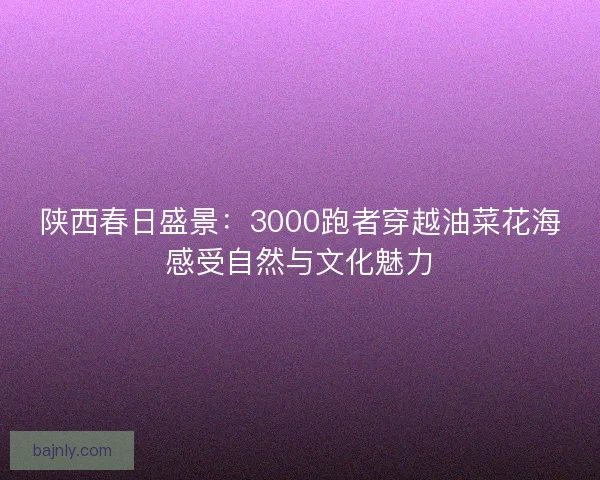 陕西春日盛景：3000跑者穿越油菜花海感受自然与文化魅力